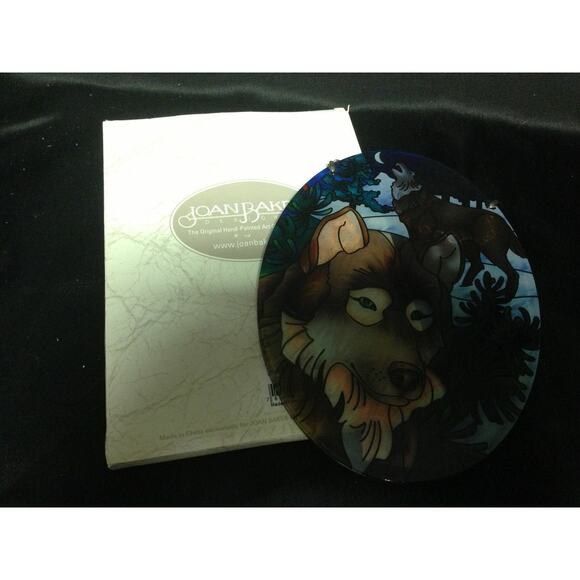 Joan Baker Design Hand Painted Glass Suncatcher Howling Wolves MO083R - Picture 2 of 2